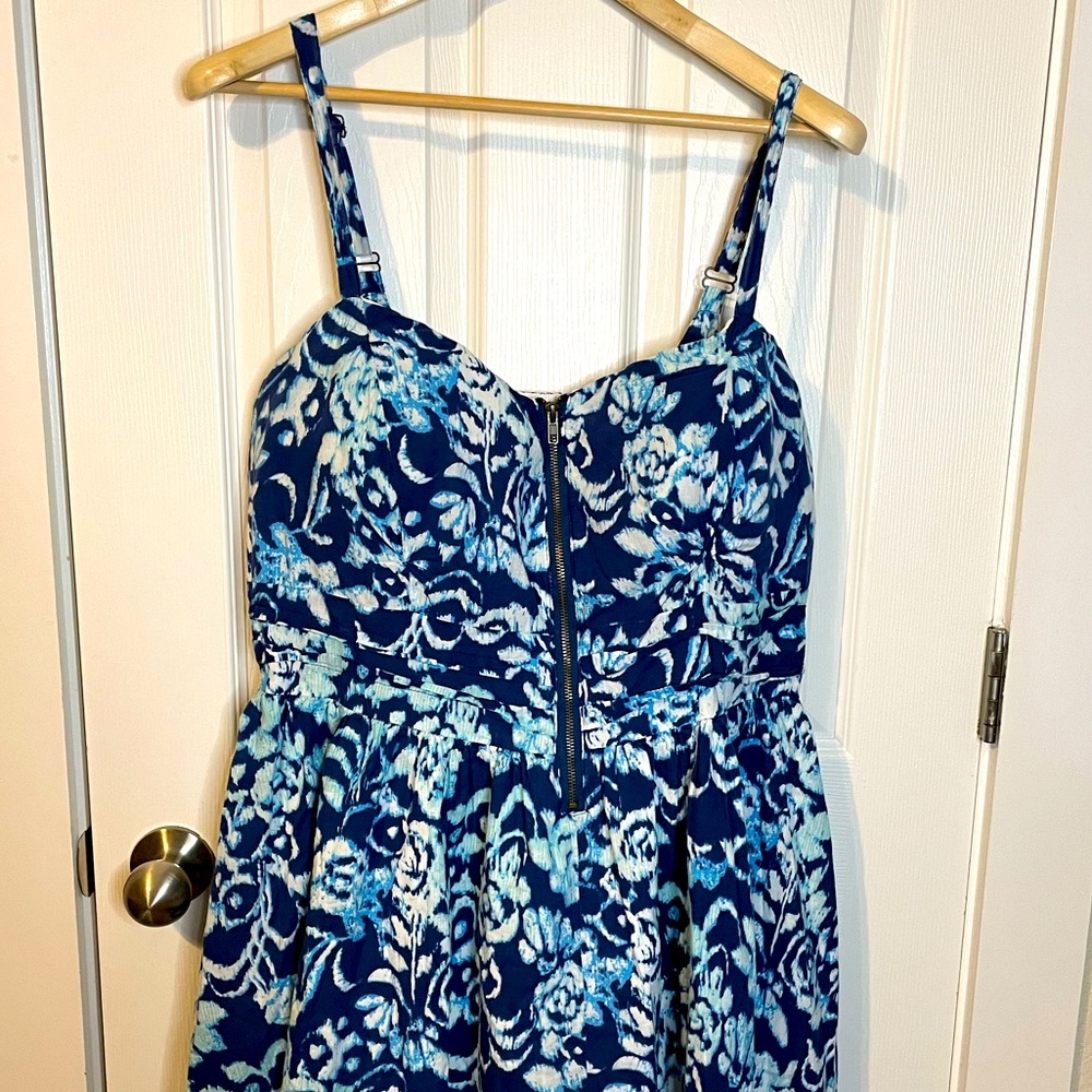 American Rag retro blue & white patterned dress sz 3x